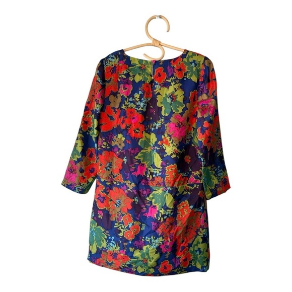J. Crew Jules Silk Long Sleeve Floral Shift Mini Dress Size 2 - As Seen on Drew - Picture 6 of 13